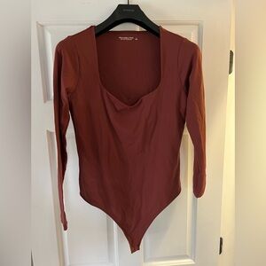 Abercrombie & Fitch Terracotta Long Sleeve Bodysuit